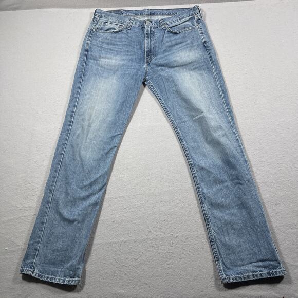 Levi’s 514 Jeans Men 36x32 Light Wash Mid Rise Classic‎ Denim Straight Fit - Picture 1 of 12